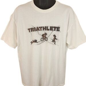 Dino Tri Triathlon T Shirt Vintage Y2K Swimming Running Cycling Race Mens XL